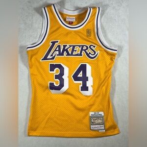 Mitchell & Ness LA Lakers Shaquille O’Neil 34 Gold Jersey with Purple Trim